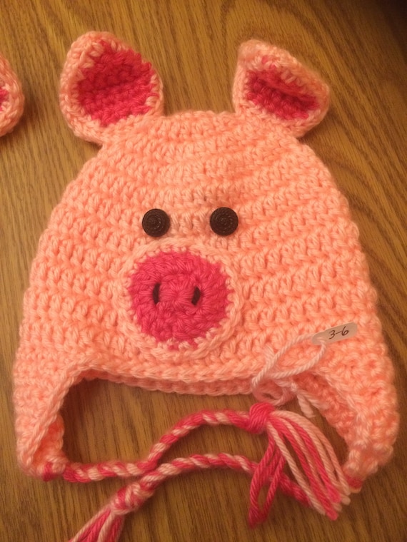 Handmade Crochet Pink Piggy Hat EASY CROCHET PATTERN - Piggy Hat - Pig Hat - Baby - Child  main image 3