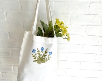 Tess Hand Stitched Embroidered Cotton Tote Bag