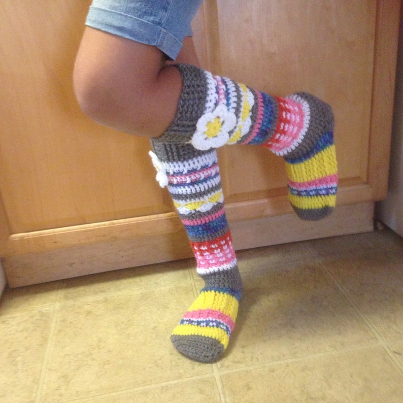 Knee high flower socks