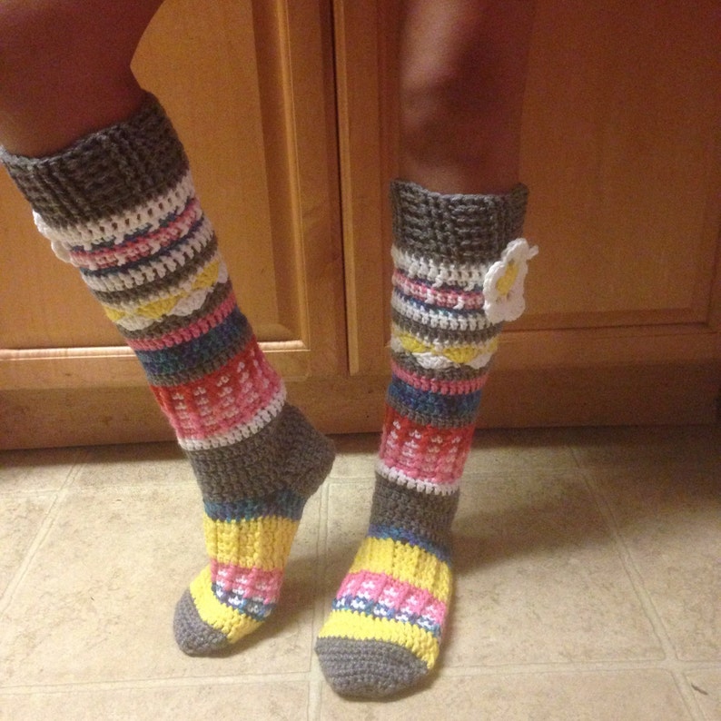 Knee high flower socks