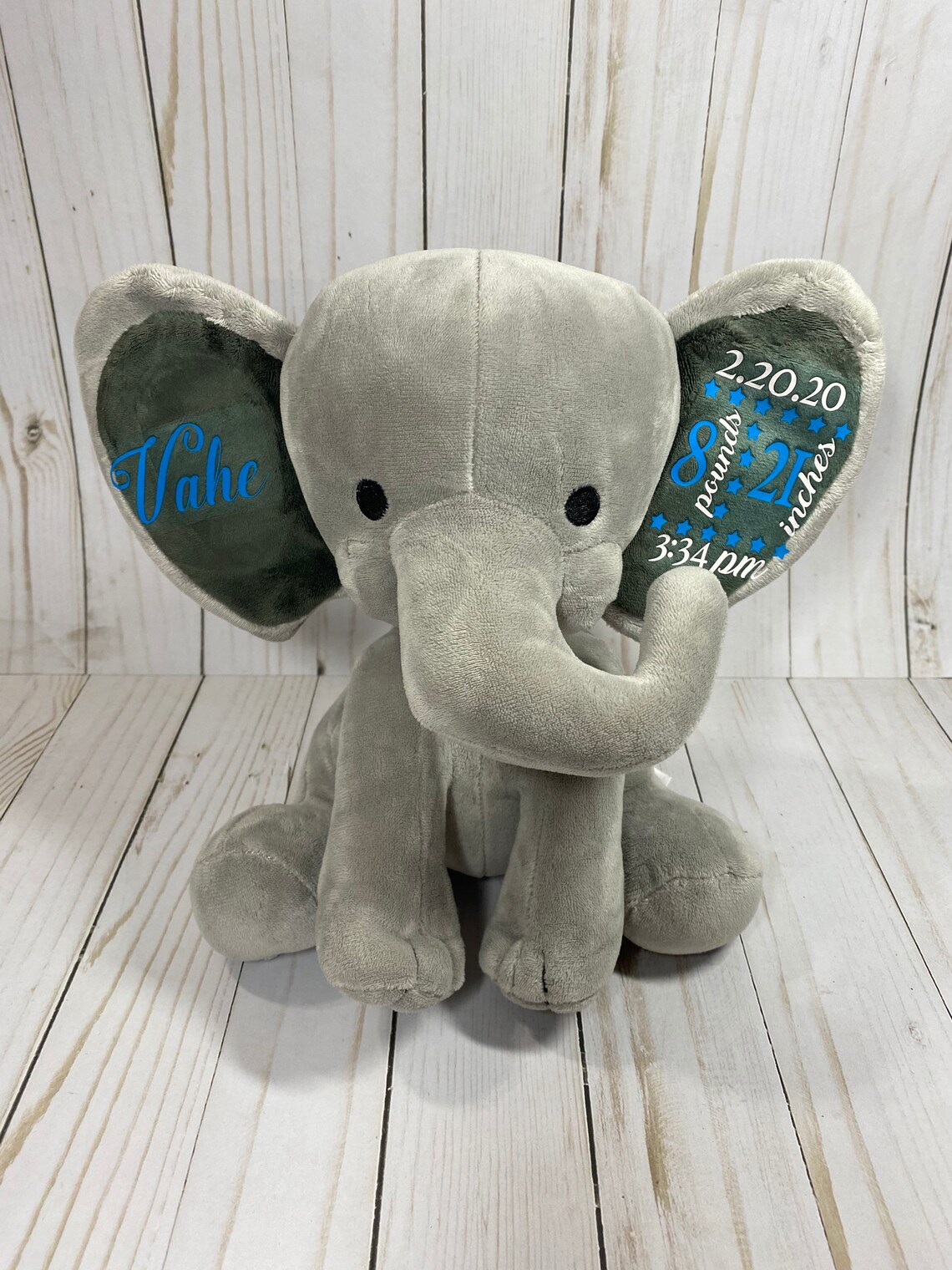 Baby Elephant Birth Announcement Plush Toy Stuffed Animal Etsy