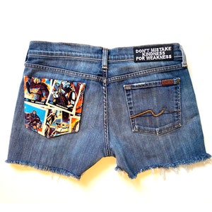 Star Wars Fan Jean Beach Shorts Mandalorian  Grogu Disney Sz 30 Womens Shorts More Sizes Beach Summer Womens Teen Travel Birthday Gift