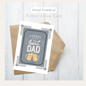 Digitale download Vaderdagkaart Proost Instant afdrukbare download-pdf grijs krijtachtige stijl thuis eenvoudig 2 maten