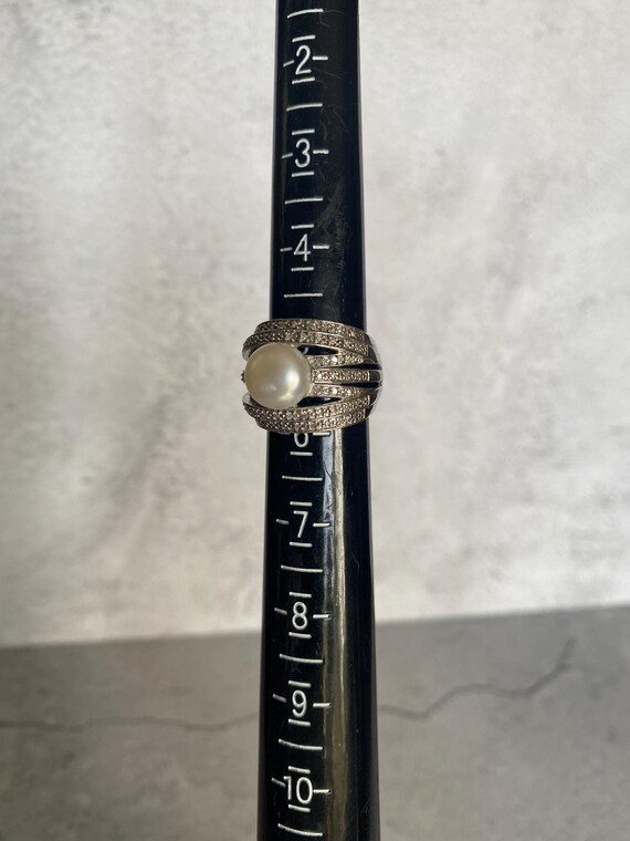 Pearl Multiband Pave  Statement Ring  Estate Jewe… - image 4