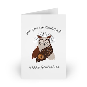Cartes de voeux pour l'obtention du diplôme de hibou | Vous avez un esprit brillant, cartes faites main pour les diplômés, cadeau de remise des diplômes, 1 pièce avec enveloppe