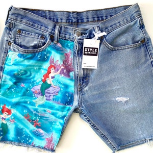 Little Mermaid Jean shorts Kids Adults Made 4 U Blue Pink Teal White New Fabrics Just in  Disney Vacation Childs Outfit Choose Size in Menu