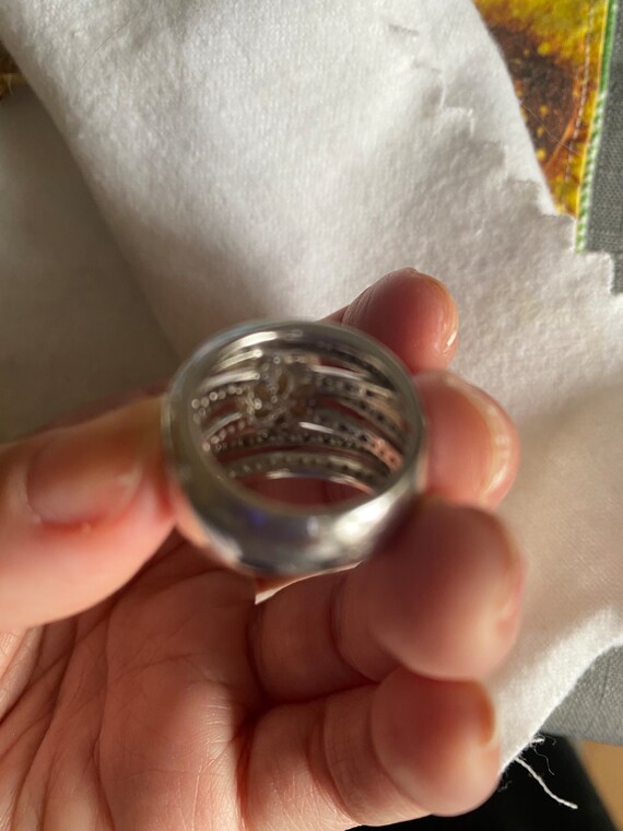 Pearl Multiband Pave  Statement Ring  Estate Jewe… - image 9