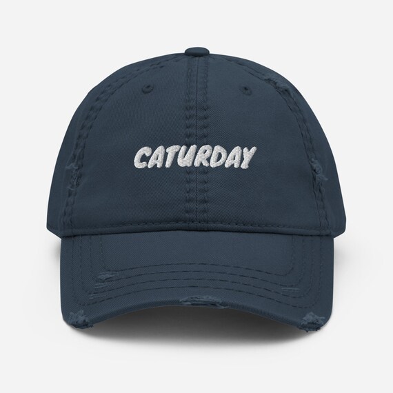 Fun Distressed Dad Hat With the Word Caturday on It. Rips and a Distressing Make It Unique. Great Gift for an Animal Lover. Etsy Ireland
