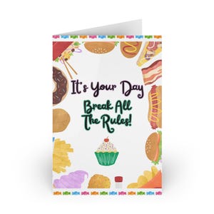 Gourmets amusants brisez toutes les règles ! | Carte-cadeau Souhaits d'anniversaire Dieter Health Nut Office Friend Celebration Party Carte-cadeau