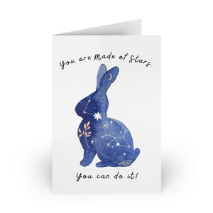 Tarjetas cósmicas Conejo celestial Notas motivacionales inspiradoras Estás hecho de estrellas Tarjetas de arte cósmico Mensajes 1 pieza