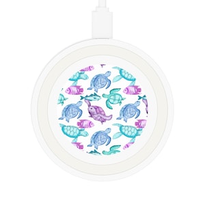 Sea Turtle Wireless Charging Pad, Cute Desk Accessory, Eco-Friendly Gift, Underwater Theme, Office Decor, Unique Tech Gift