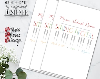 Piano Keys Spring Recital Program - Made To Order For You By Professional Designer - Customized For Any Event - Digital - 8.5 x 11 Inch