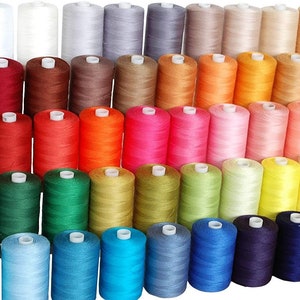 Cotton Thread For Quilting, Sewing, and Serging - 50 Colors Available - 1000 Meter Spools - Hand & Machine