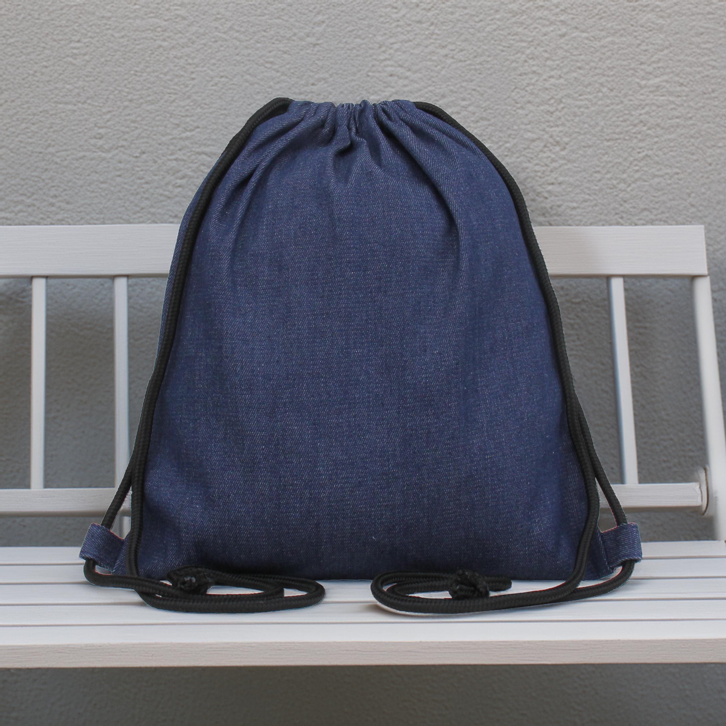 Denim 100% Cotton Drawstring Backpacks - 15.75 display picture 1