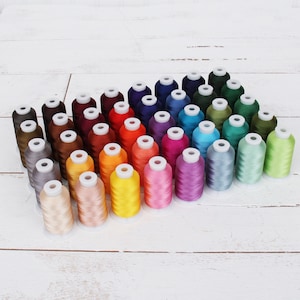 Machine Embroidery Thread Jewel Set  - Big 1000m Polyester Cones - 40 Colors - 40wt