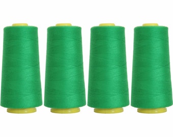 4 Big Cones Dk Grass Green Serger Sewing Thread 2750 Yd Tex 27 40s2 - Threadart