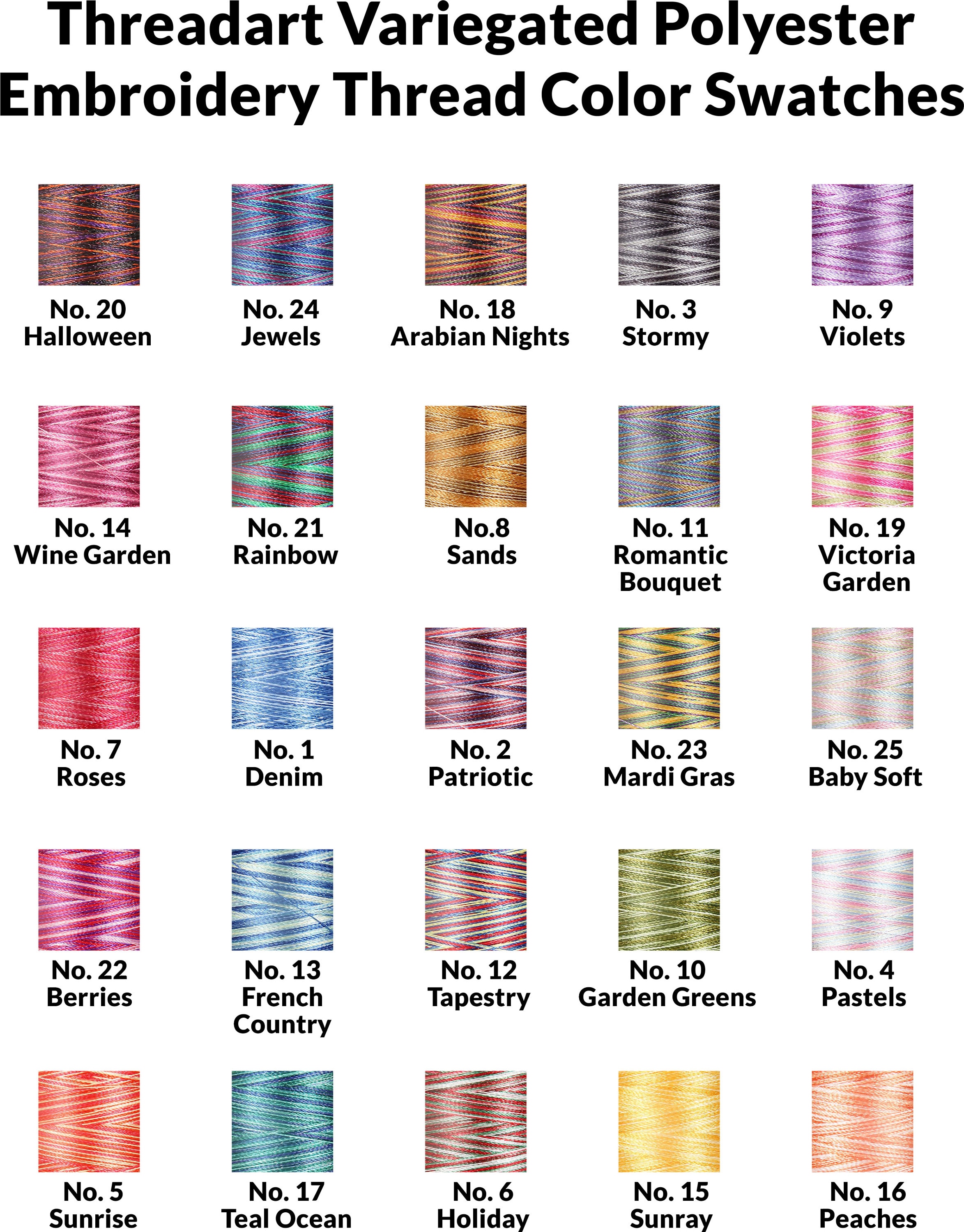 Multicolor Polyester Thread - 25 Variegated Colors Available ...