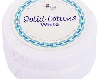 Jelly Roll Fabric Strips, 40 Precut Fabric Strips in White, Premium Cotton