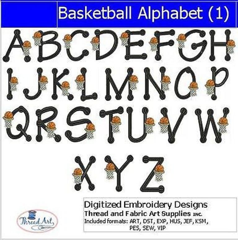 Basketball Font Machine Embroidery Design Set - Basketball Alphabet ...