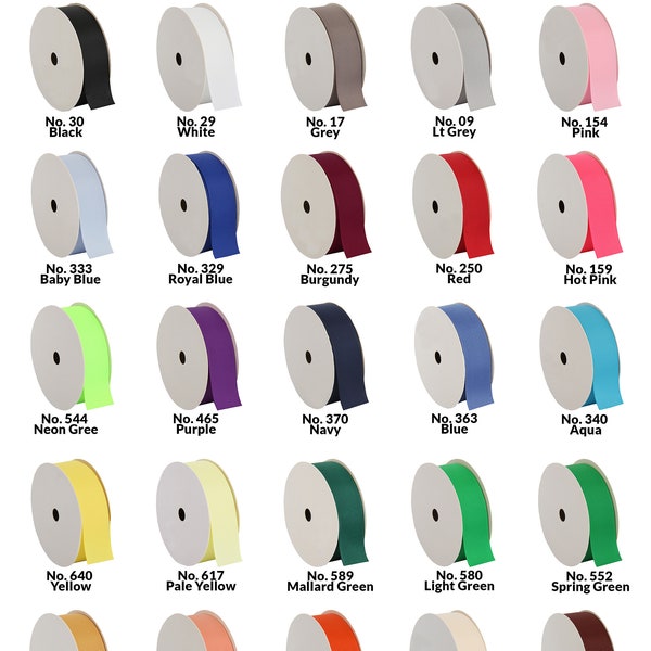 Grosgrain Ribbon Rolls in 25 Solid Colors -  3/8" 7/8" 1.5" and 2.25" Widths