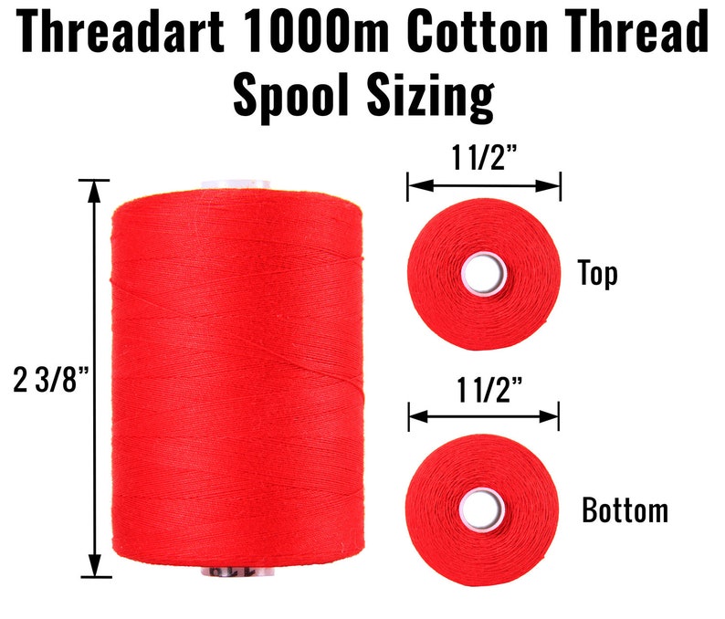 Pode incluir: Uma bobina de fio de algod&atilde;o vermelho de 1000 m com as seguintes medidas: 2 3/8 polegadas de altura, 1 1/2 polegadas de largura na parte superior e 1 1/2 polegadas de largura na parte inferior.