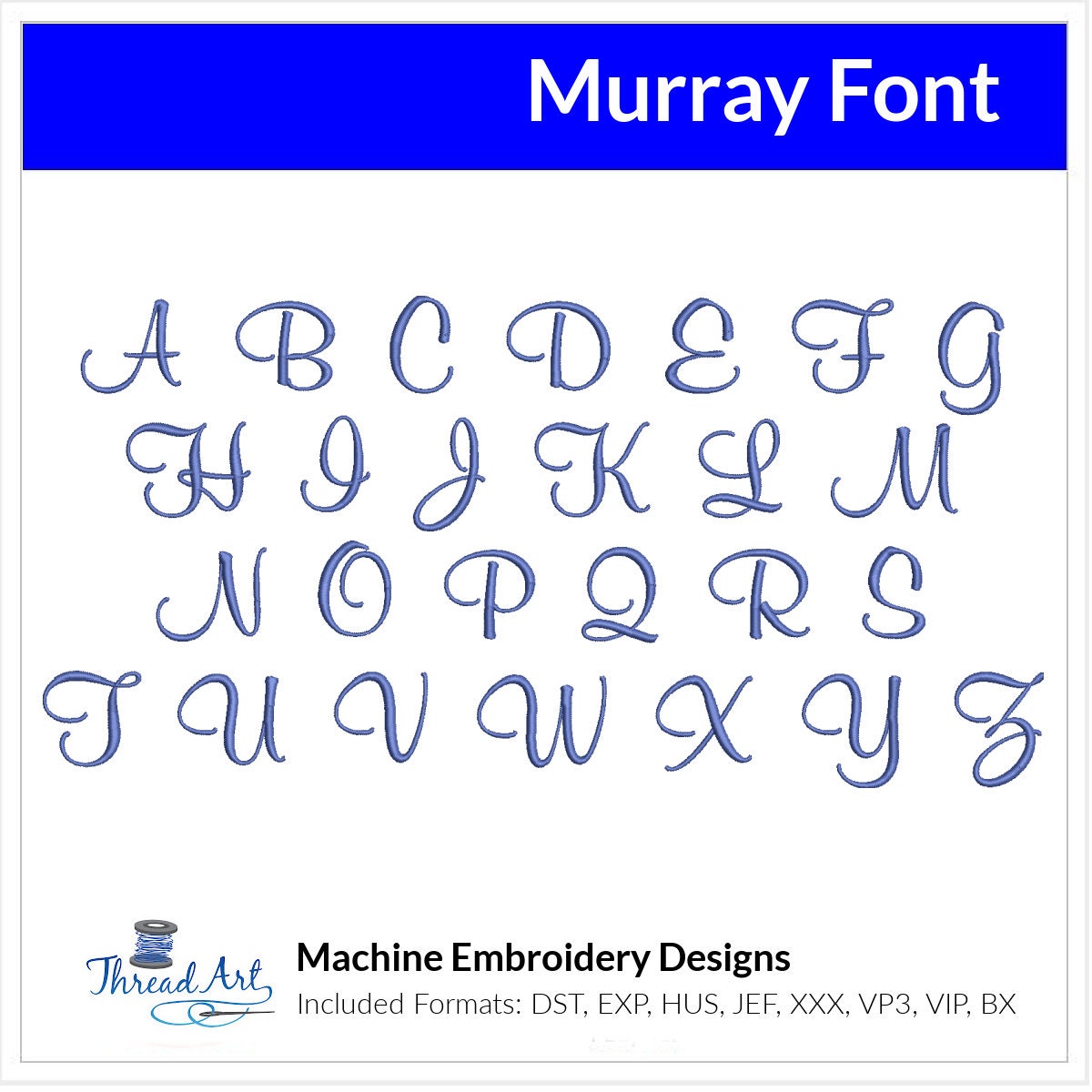Murray Font Machine Embroidery Design Set - Cursive Alphabet Letters BX  Font - Download 9 Formats and 3 Sizes - 1, 1.5, 2 - Etsy
