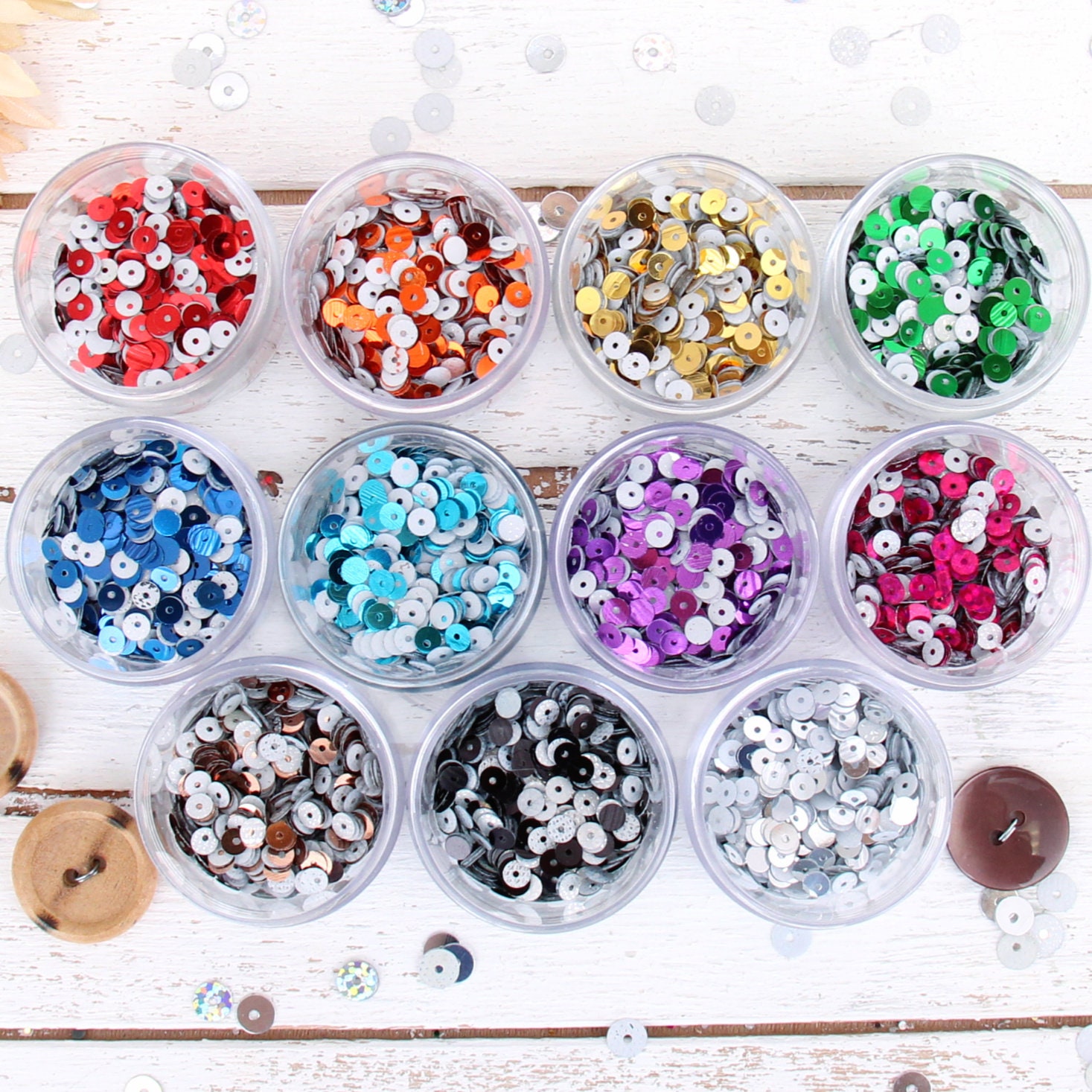  OLYCRAFT 300G 10 Colors Large Craft Sequins 1.2 Inch Loose  Sequins with Hole Colorful Sequins Craft Paillettes Round Loose Sequins  Embellishment Sequins for Jewelry Making DIY Sewing Crafts