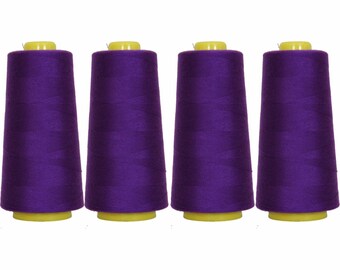 4 Big Cones Deep Purple Serger Sewing Thread 2750 Yd Tex 27 40s2 - Threadart