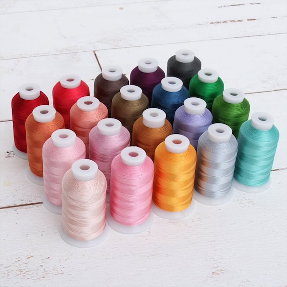 Polyester Machine Embroidery Thread Set 20 Pastel Colors 1000m Cones 40wt 