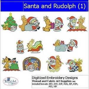 Machine Embroidery Design Set Santa and Rudolph1 10 Designs 9 Formats Threadart image 1