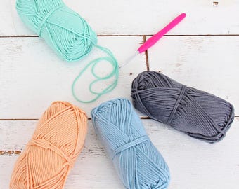Crochet 100% Pure Cotton Yarn Set - 4 Pack of Soft Pastels Colors