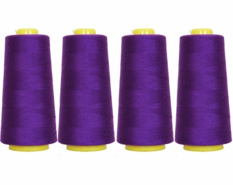 4 Big Cones Purple Serger Sewing Thread 2750 Yd Tex 27 40s2 - Threadart