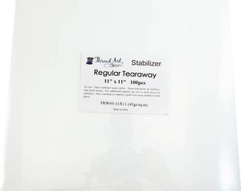 Regular Tearaway Embroidery Backing Stabilizer - 11x11 100 Precut Sheets