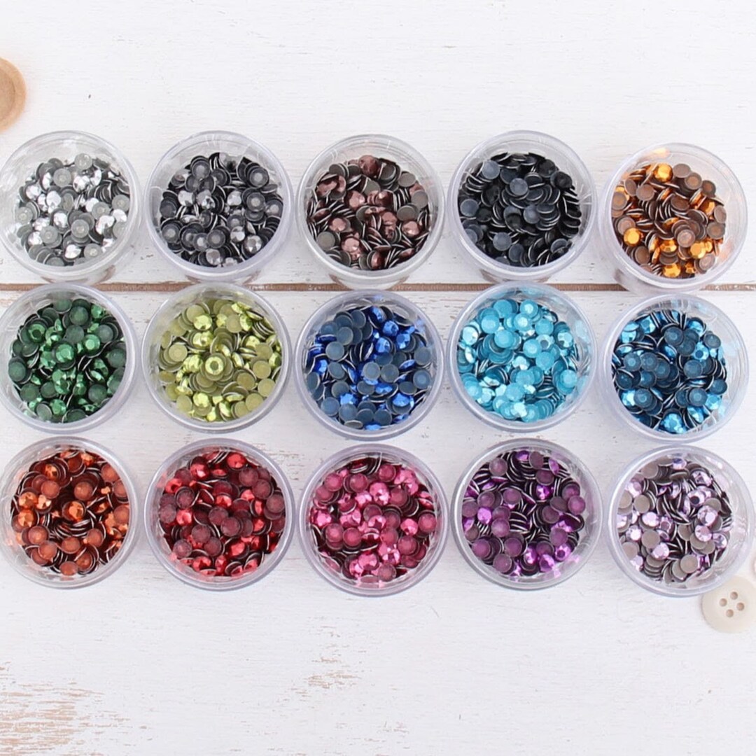 Hot Fix Metallic Rhinestones - 4mm Iron on Rhinestuds - Several Color ...