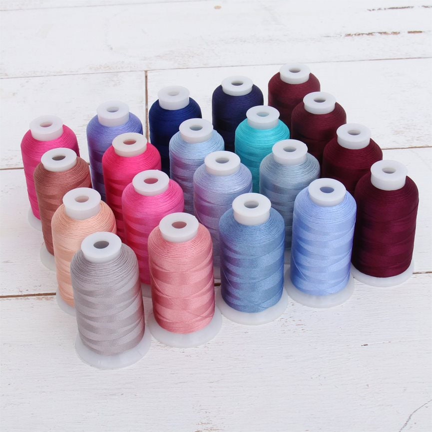 Polyester Machine Embroidery Thread Set - 20 Pink and Blue Colors ...
