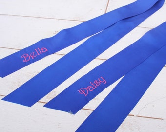 Personalized Ribbon Sash Twilly With Embroidered Name or Word - Grosgrain Ribbon 2 1/4" Wide 30 Colors