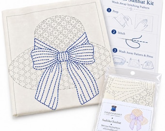 ThreadArt Pre-Printed Sashiko Cloth Pattern - Sunhat Wash-Away Design