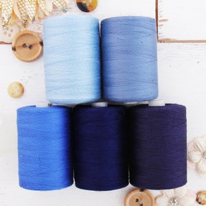 100% Cotton Thread Set | 5 Blue Colors | 1000M (1100 Yards) Spools | For Quilting & Sewing