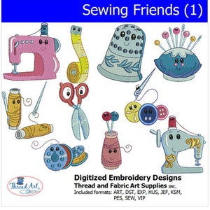 Machine Embroidery Designs - Sewing Friends(1) - 8 Machine File Formats - Threadart