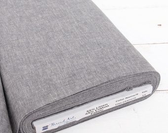 Threadart Yarn Dyed Linen Fabric, Graphite, 43" Wide, 1, 3 & 10 Yard Cuts, Homespun Cotton Linen Blend