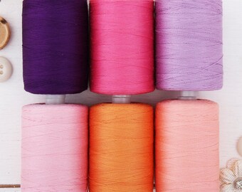 100% Cotton Thread Set | 6 Pastel Tones | 1000M (1100 Yards) Spools | For Quilting & Sewing