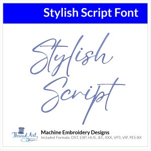 Conjunto de design de bordado à máquina com fonte de script elegante - Fonte BX com letras do alfabeto cursivo - Baixe 9 formatos e 3 tamanhos - 0,5" 1", 1,5"