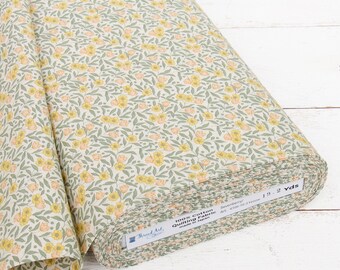 Threadart Sevenberry Golden Garden Floral Cotton Quilting Fabric - 1, 3 & 10 Yard Cuts