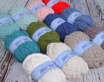 Jumbo Blanket Yarn - Chunky Chenille Yarn for Hand Crochet and Knitting - 12 Color Options