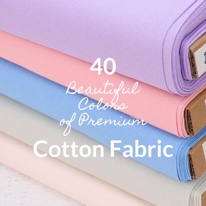 Premium Cotton Fabric By The Yard in 40 Beautiful Solid Colors - Quilting Sewing Crafting Embroidery - by ThreadArt