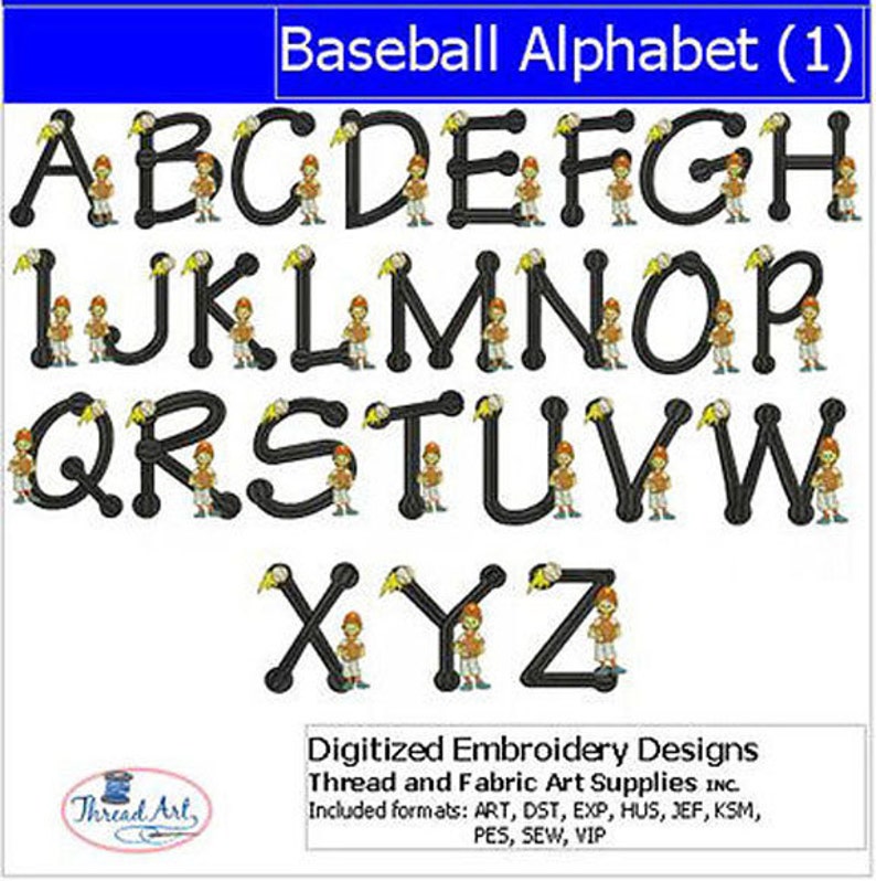 Baseball Font Machine Embroidery Design Set - Baseball Alphabet(1) - 26 ...