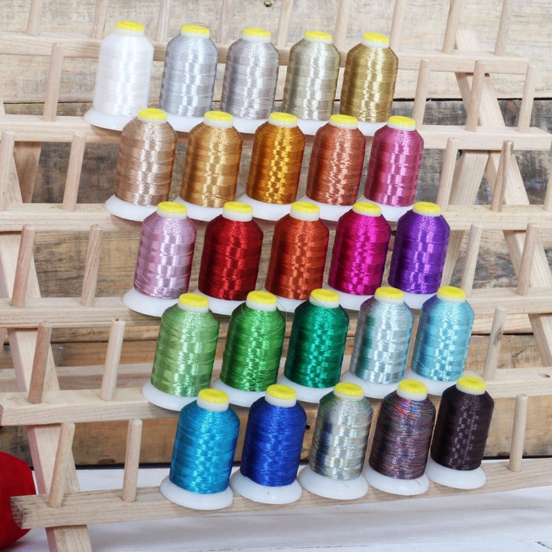 Metallic Thread For Machine Embroidery, Decorative Stitching, Quilting 25 different colors 500M per spool image 1
