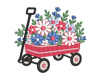 Bloemen rood wagenborduurontwerp direct downloaden - meerdere maten - 8 formaten
