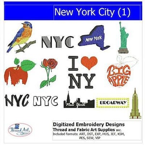 Machine Embroidery Design Set - NYC(1) - 8 Designs - 9 Formats - Threadart