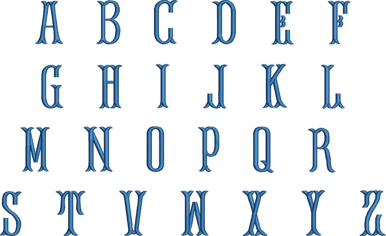 Fishtail Font Machine Embroidery Design Set - Monogramming Alphabet ...